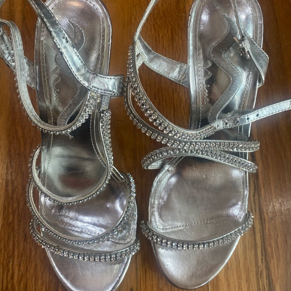 Nina Silver Rhinestone Heels - Picture 2 of 4